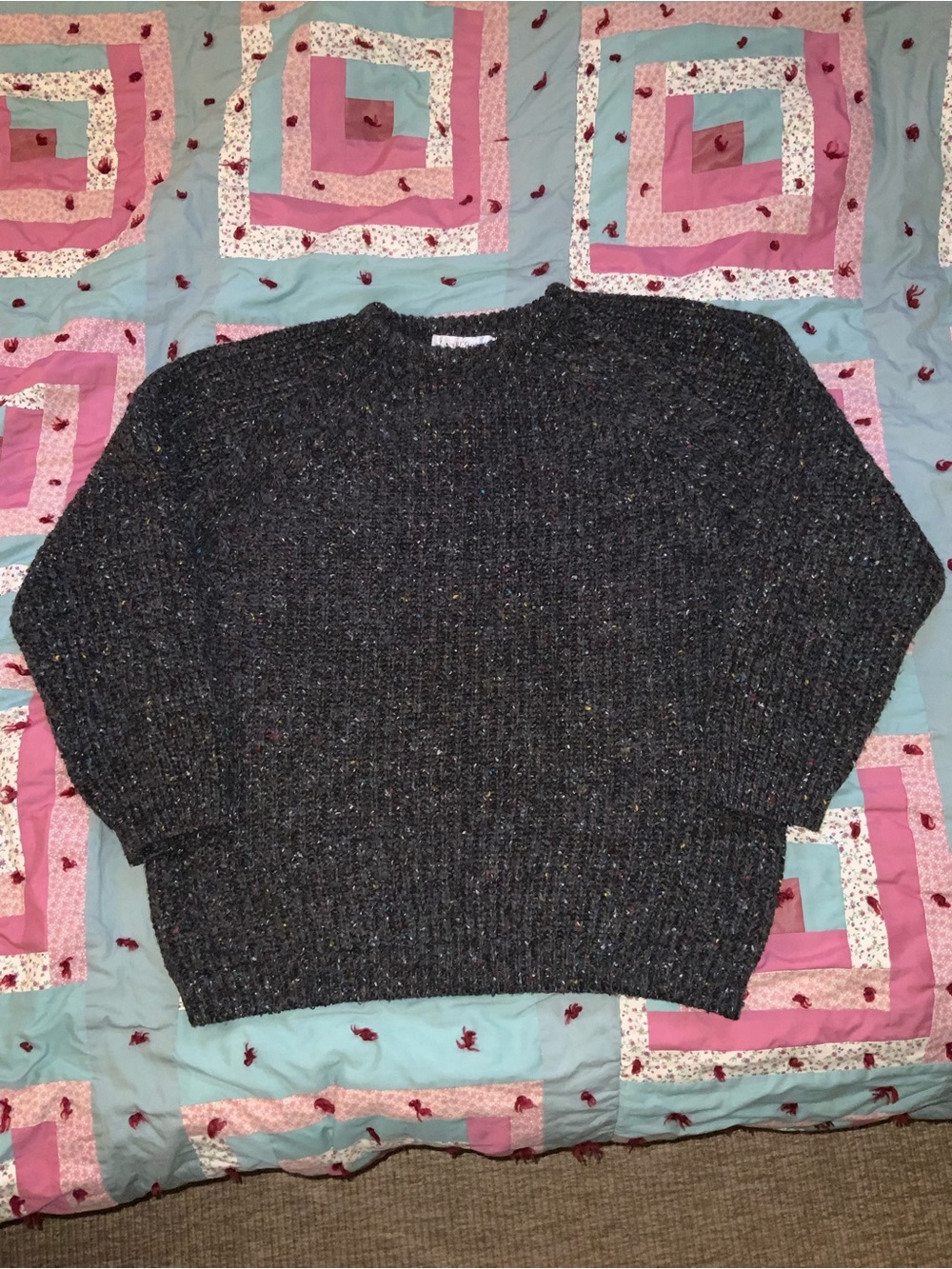 vintage tweed fisherman knit sweater raglan wool acrylic blend made in taiwan